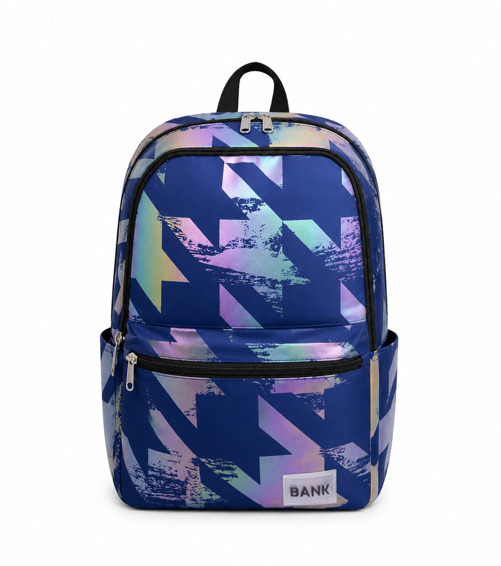 Bank Move backpack in Navy multi-color print